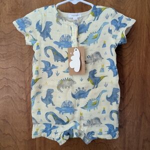 🦖 NWT Angel Dear Henley Shortall Dinosaur Romper